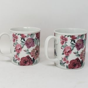 2 vintage floral mugs